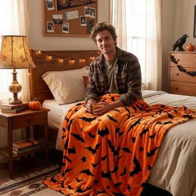 Couverture  imprimés festifs comme chauves-souris pour une ambiance thématique Halloween