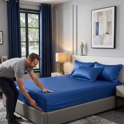 drap-housse-bleu-royal