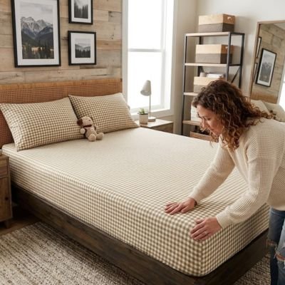 drap housse motif carreaux design intemporel élégant 
