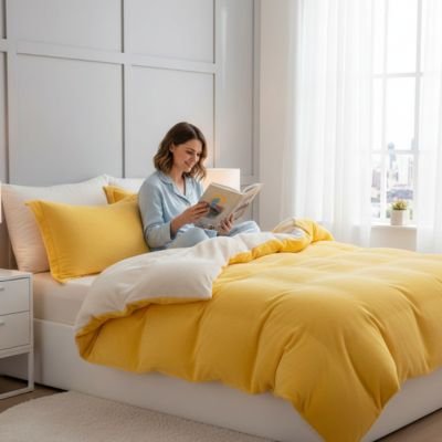 femme relax lecture livre sous housse couette flanelle 