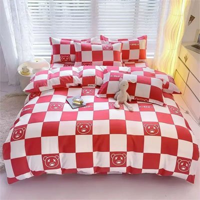 housse couettesdamier rouge blanc