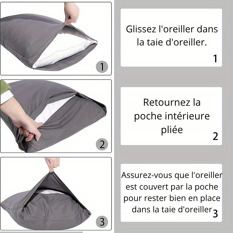 instruction oreiller rabat bien positionner