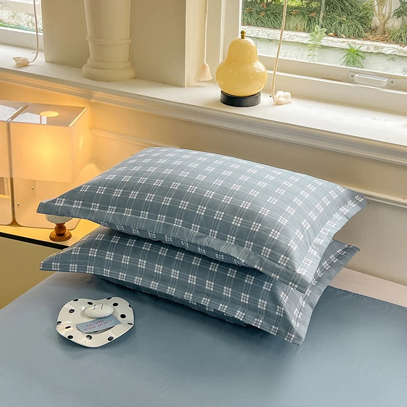 taie oreiller bleu gris