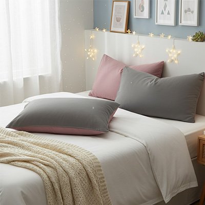 taie oreiller reversible bicolore