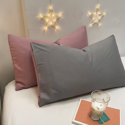 taie oreiller reversible couleur rose gris