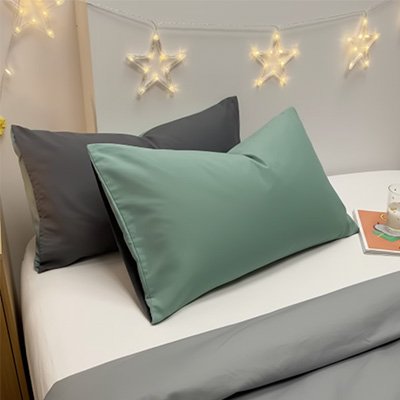 taie oreiller reversible couleur vert gris